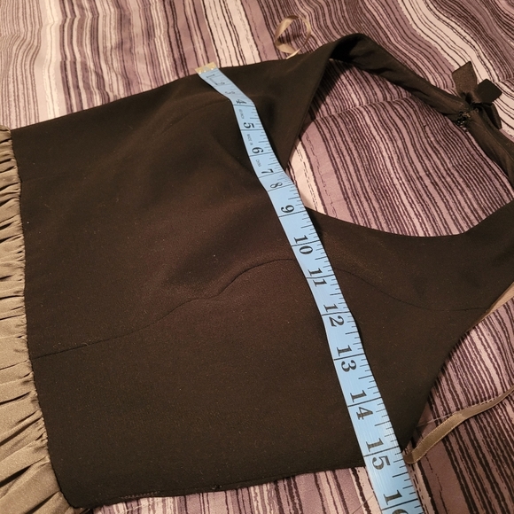 White By Vera Wang Wmns 2 Elegant Black Taupe Halter Formal Dress Evening Gown - Picture 13 of 16